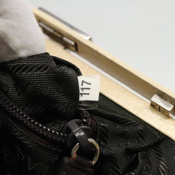 PRADA Hand Bag Canvas Silver Brown Auth 96183 - Picture 11 of 16